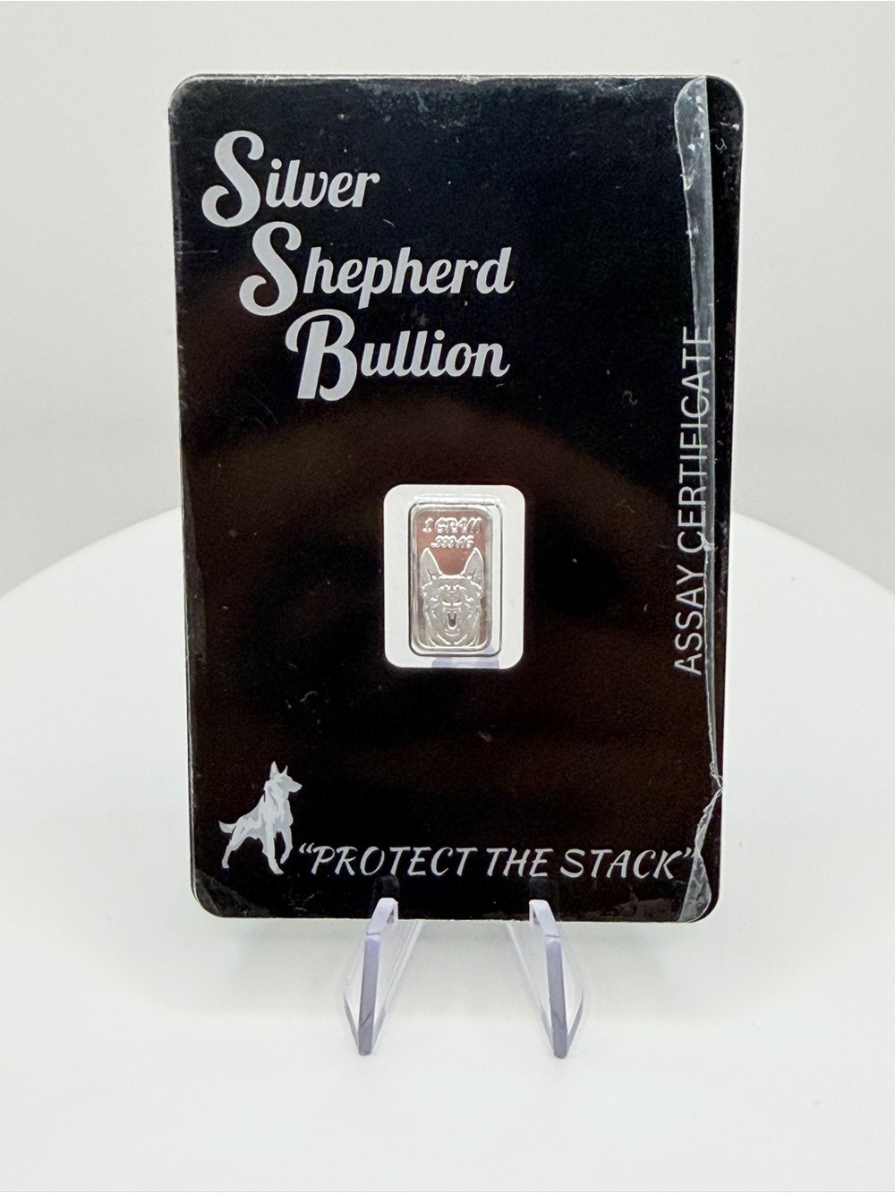 Silver Shepherd Bullion 1g Fine Silver Bar German Shepherd Dog Collectible